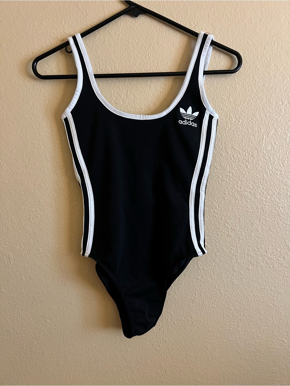 adidas Black Bodysuit with White Trim XS